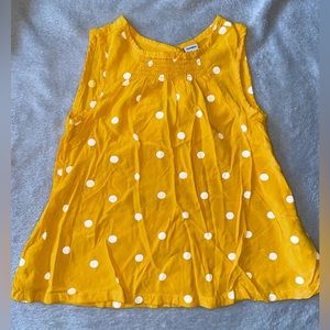 2/$12 Old Navy yellow shirt with white polka dots